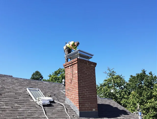 Yorba Linda Chimney Sweep technician measuring a chimney cap in Yorba Linda, CA