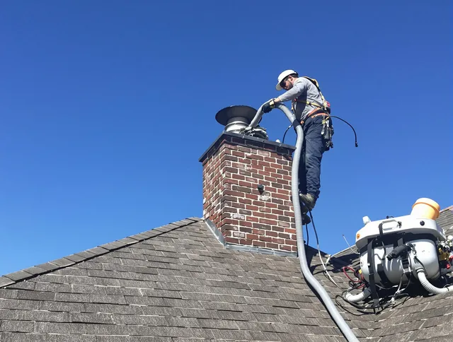 Dedicated Yorba Linda Chimney Sweep team member cleaning a chimney in Yorba Linda, CA