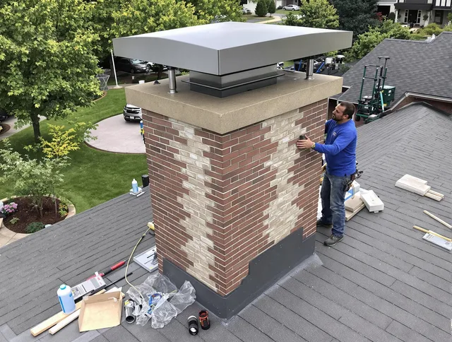 Yorba Linda Chimney Sweep team working on a custom chimney remodel in Yorba Linda, CA